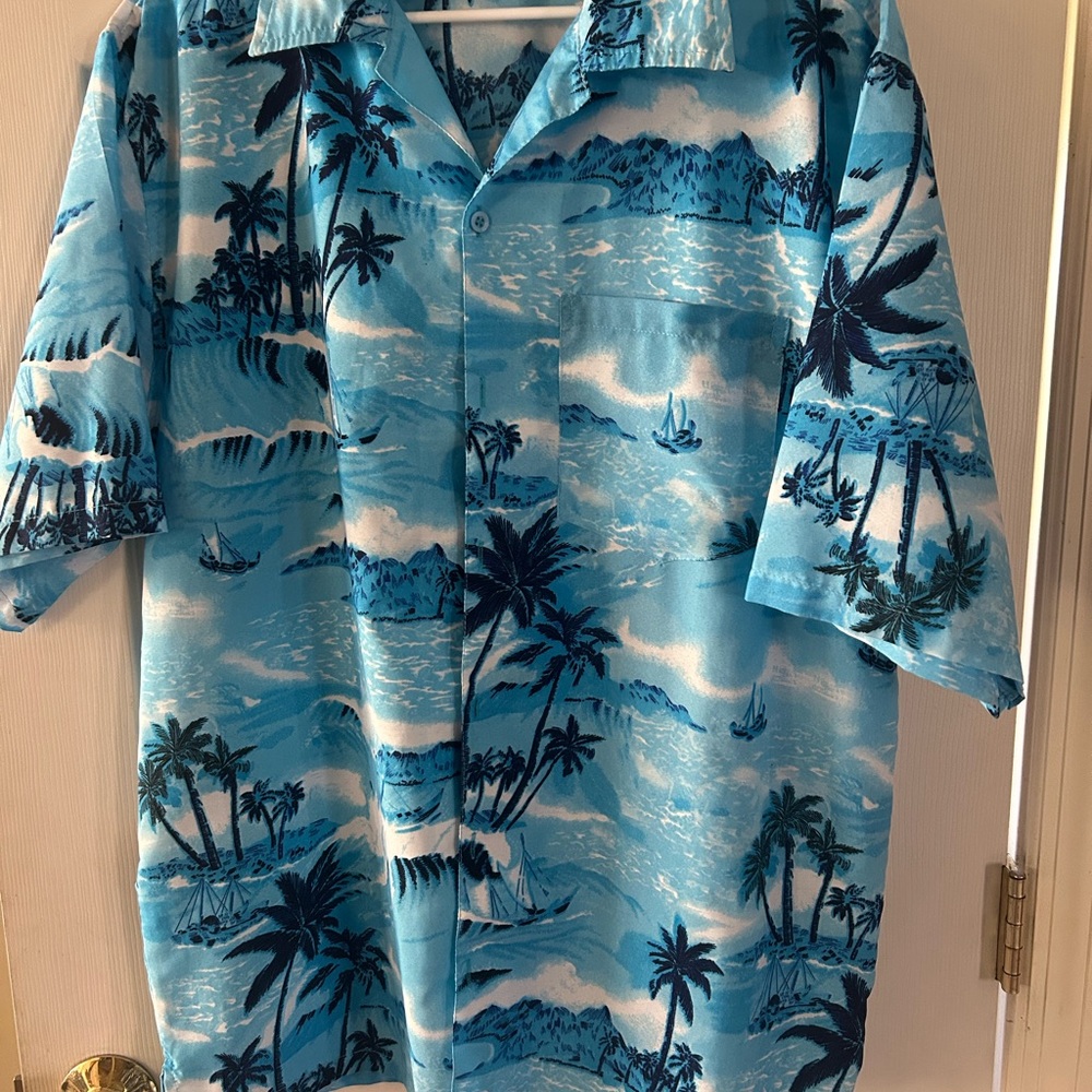 Blue Tropical Print Hawaiian Shirt - India Boutique (L)